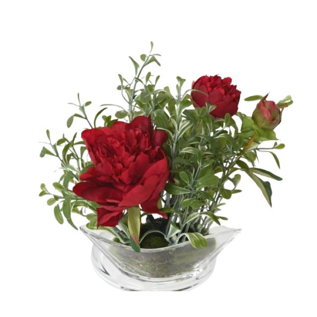 Centre de Table Artificiel Pivoine Rouge