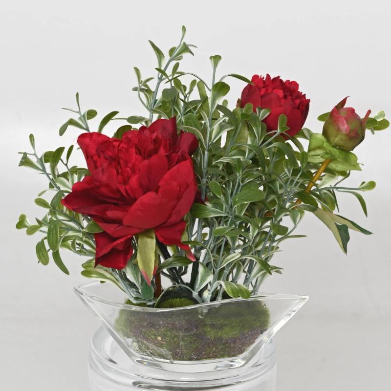 Centre de Table Artificiel Pivoine Rouge