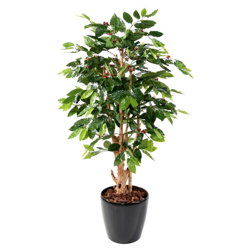 Cafeier Artificiel Fleurs Troncs Noueux